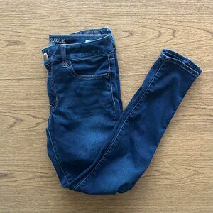 American Eagle Super Super Skinny Dark Blue Denim Jeggings 28 Inch Waist